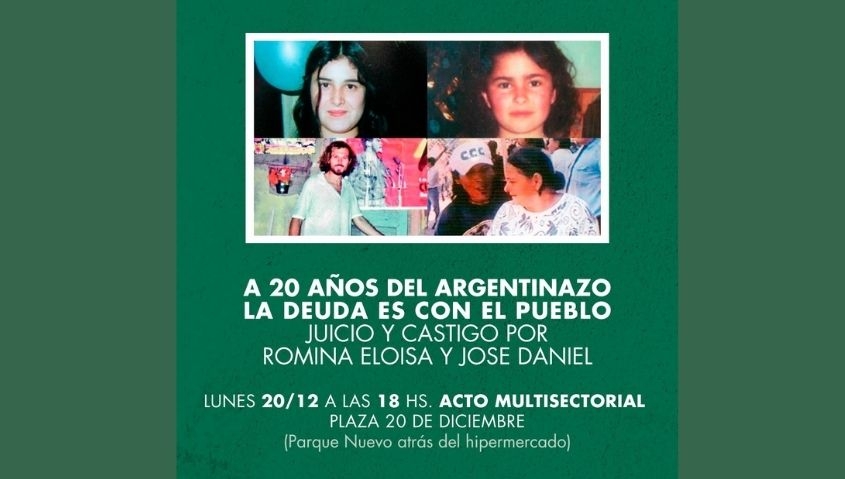 A 20 a&ntilde;os del Argentinazo, la multisectorial advierte que "la deuda es con el pueblo y los familiares de las v&iacute;ctimas"